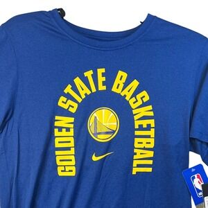 Nike Golden State Warriors Basketball Dry Fit T-Shirt Youth Large L Blue Yellow‎
